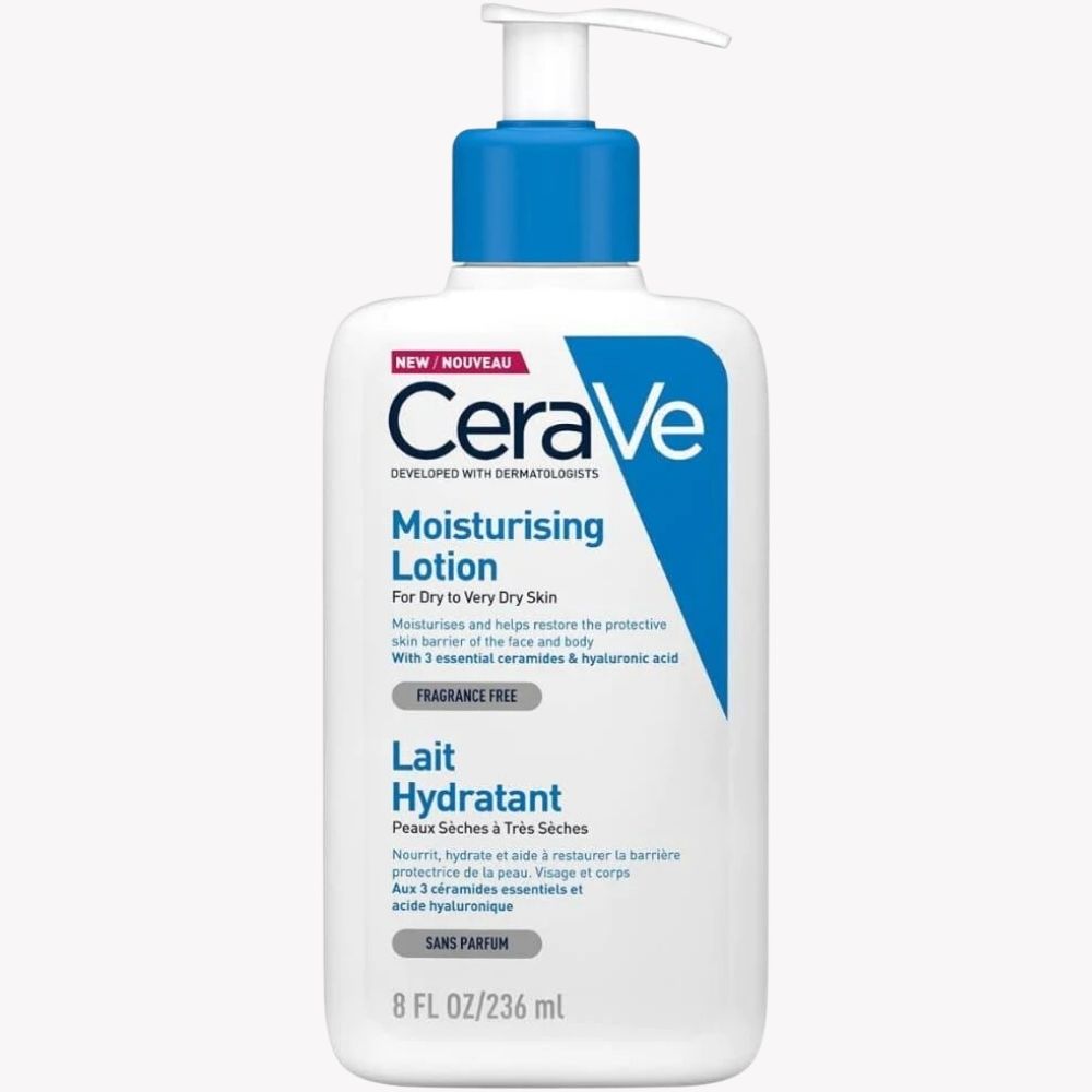 CeraVe Moisturizing Lotion | 24H Body and Face Moisturizer for Normal to Dry Skin with Hyaluronic Acid and Ceramides | Non-comedogenic, oil-free, Fragrance Free | 8Oz, 236 ML - Beauty Elegant