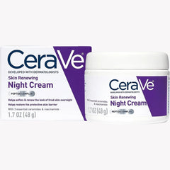 CeraVe Skin Renewing Night Cream | Niacinamide, Peptide Complex, and Hyaluronic Acid Moisturizer for Face | 1.7 Ounce - Beauty Elegant