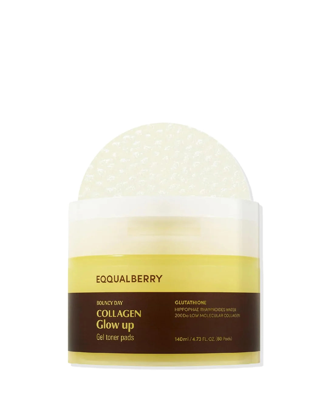 EQQUALBERRY Collagen Glow Up Gel Toner Pads 140mL (60 Pads)