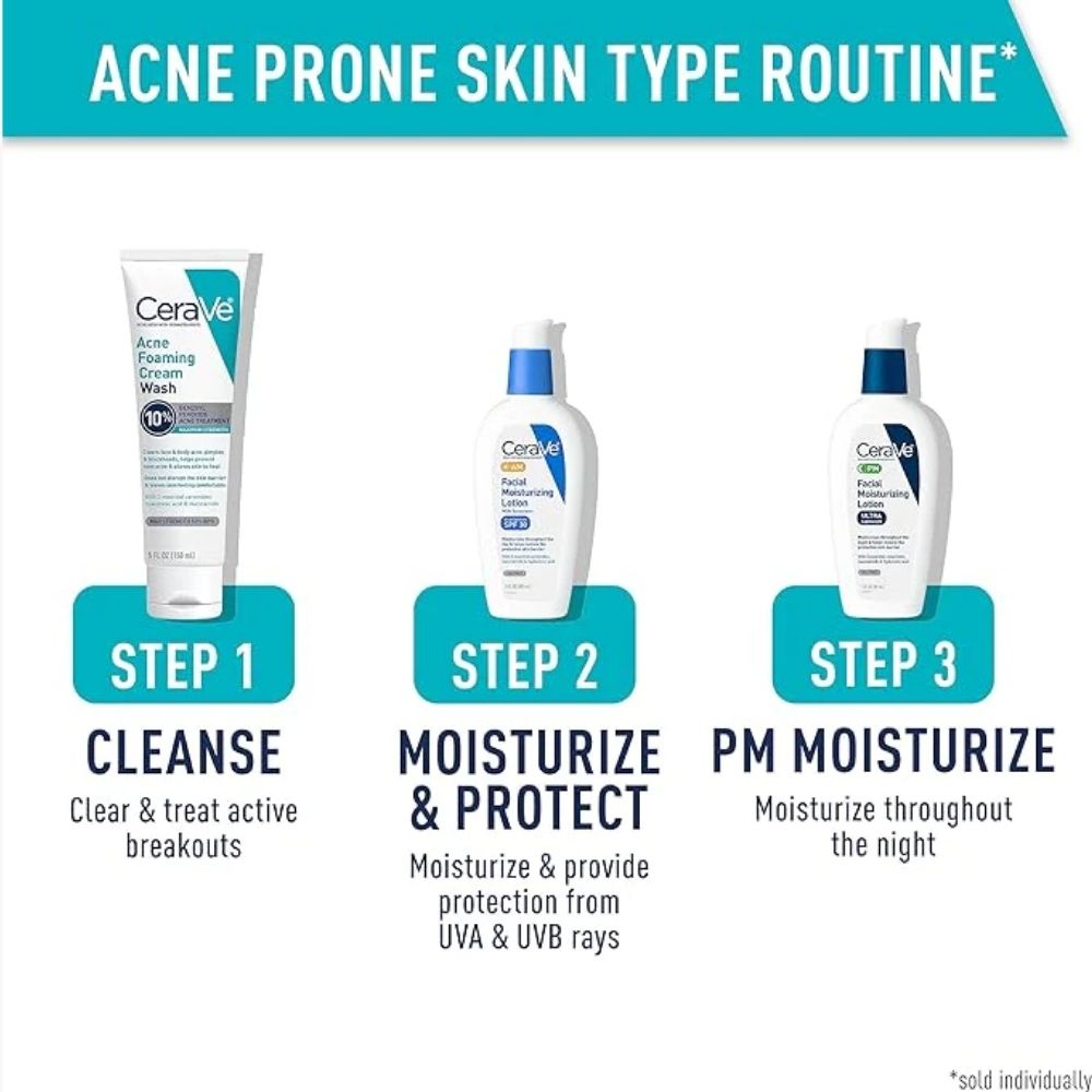 CeraVe Acne Foaming Cream Cleanser, 5 Fl Oz (Pack of 1) - Beauty Elegant