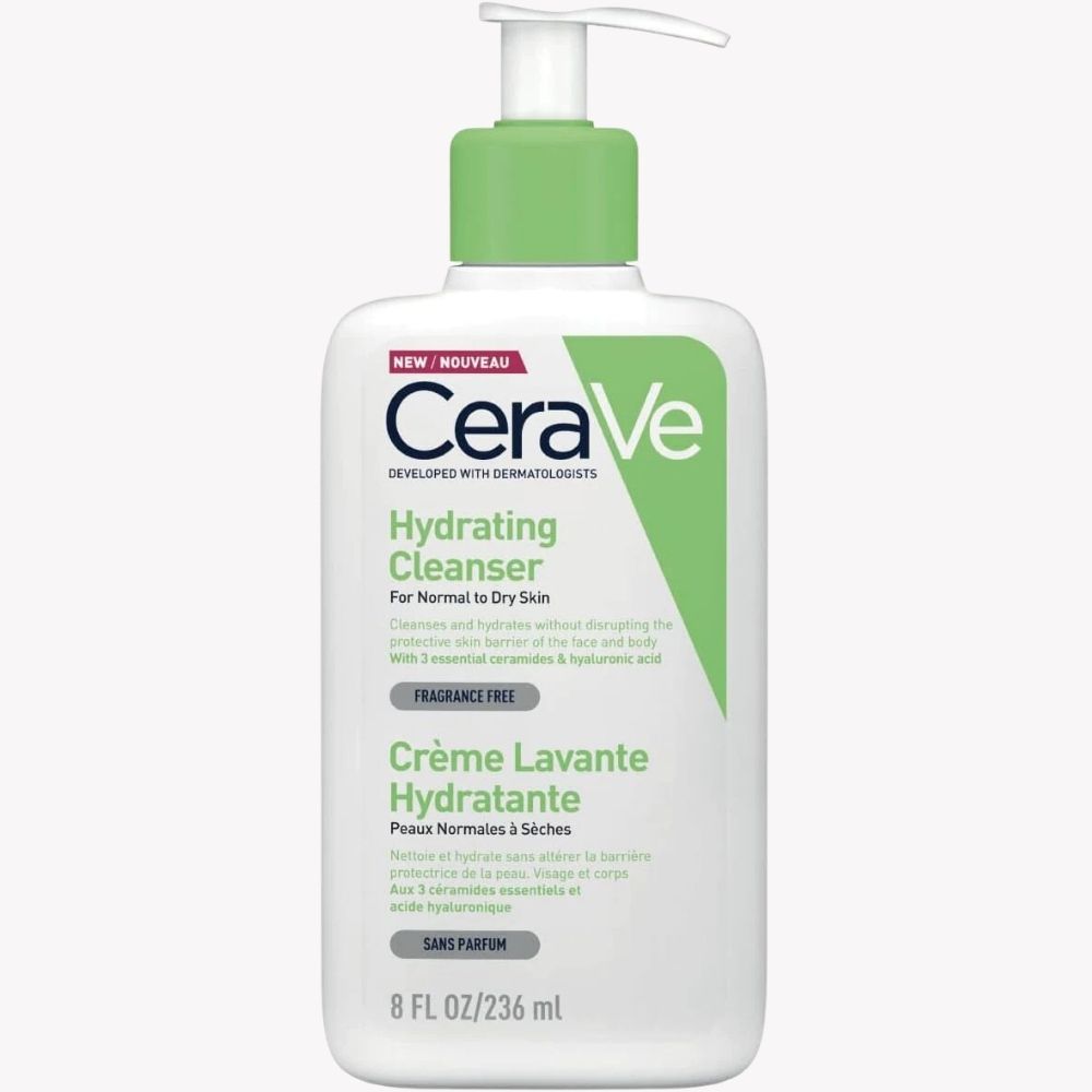 CeraVe Hydrating Cleanser | Face and Body Wash for Normal to Dry skin with Hyaluronic Acid and Ceramides | Fragrance Free Paraben Free |8Oz, 236 ML - Beauty Elegant