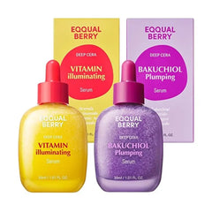 EQQUALBERRY Bakuchiol & Vitamin C Serum Set - Anti-Aging & Brightening Duo for Radiant, Firm SERUM