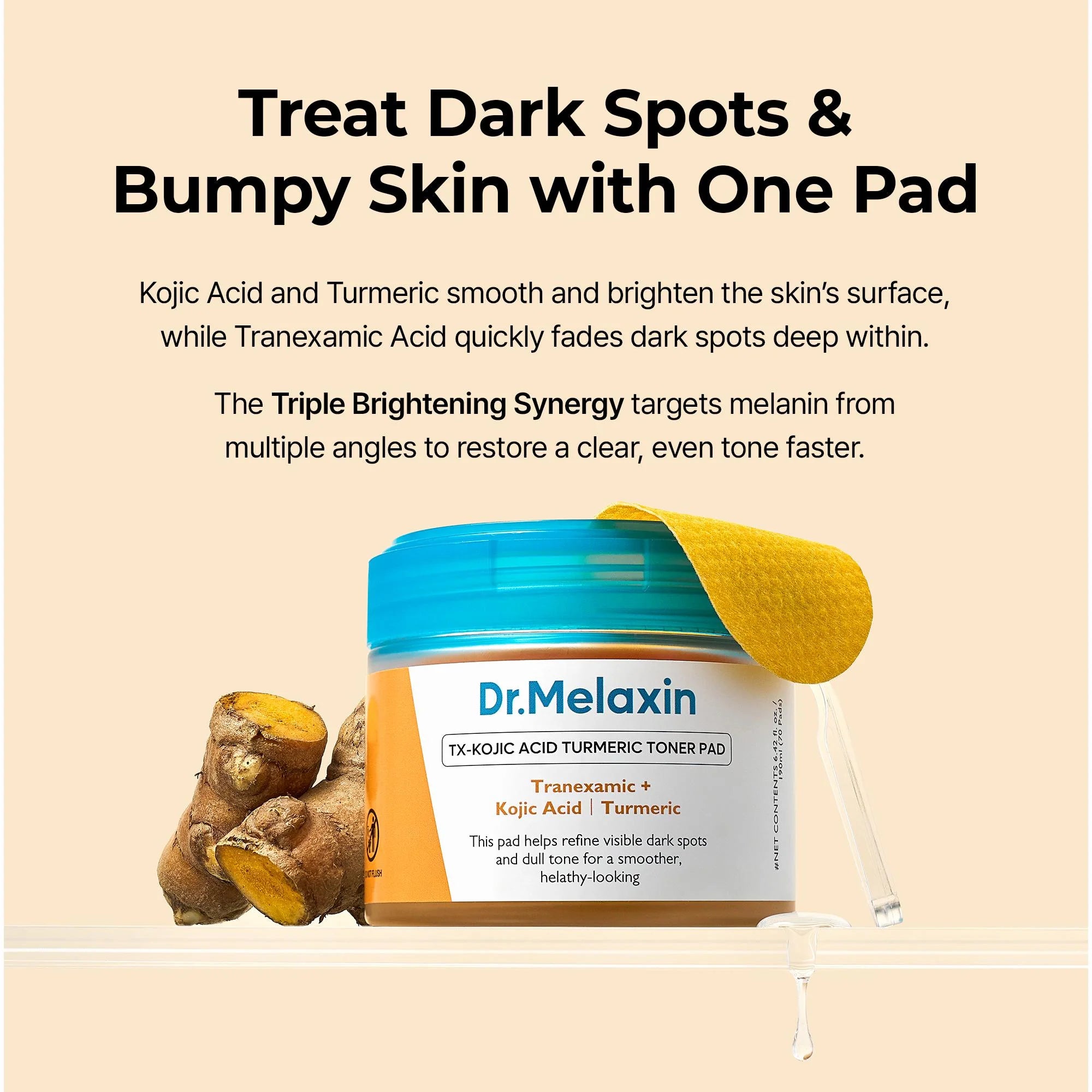 Dr. Melaxin TX Kojic Acid Turmeric Toner Pad (70 Pads)