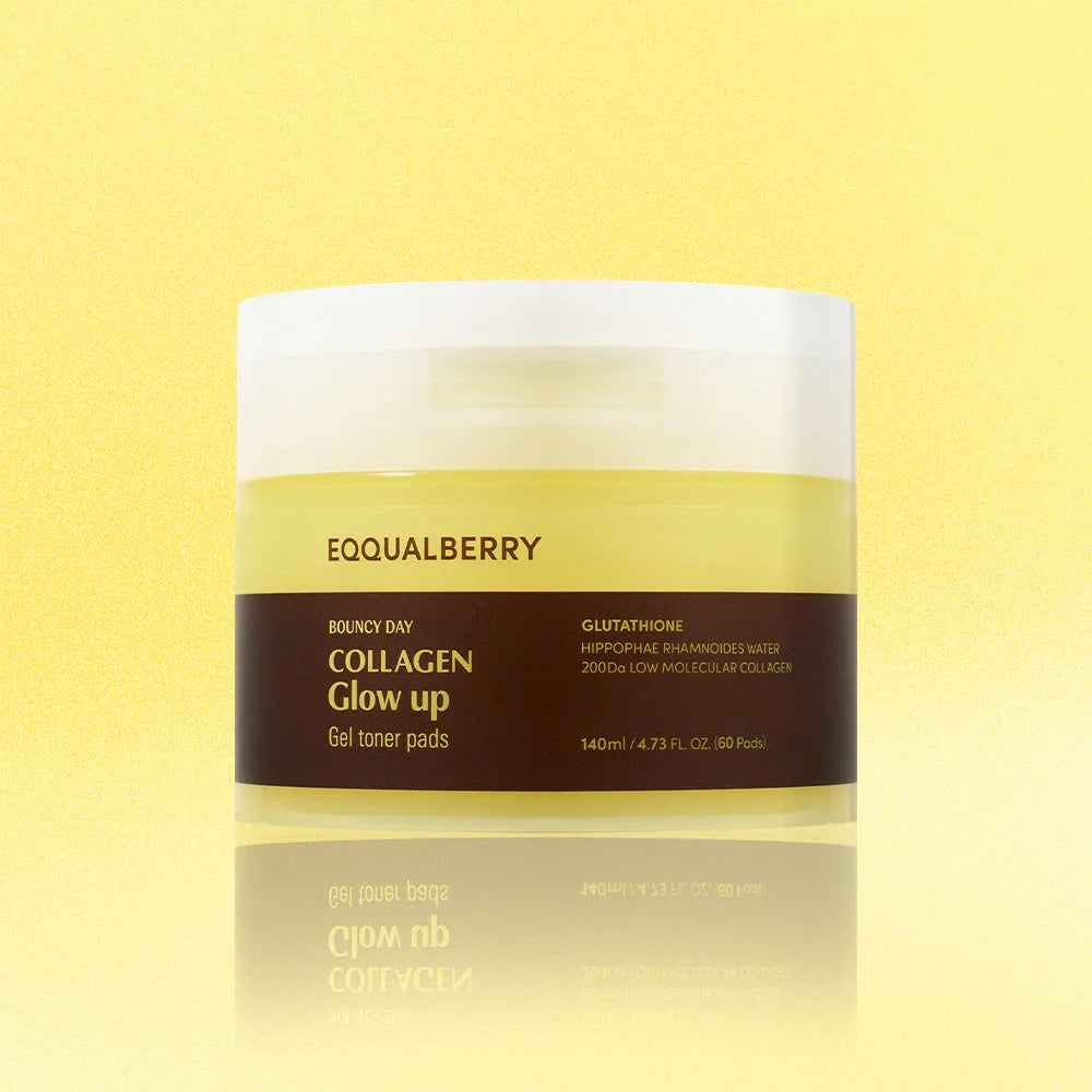 EQQUALBERRY Collagen Glow Up Gel Toner Pads 140mL (60 Pads)